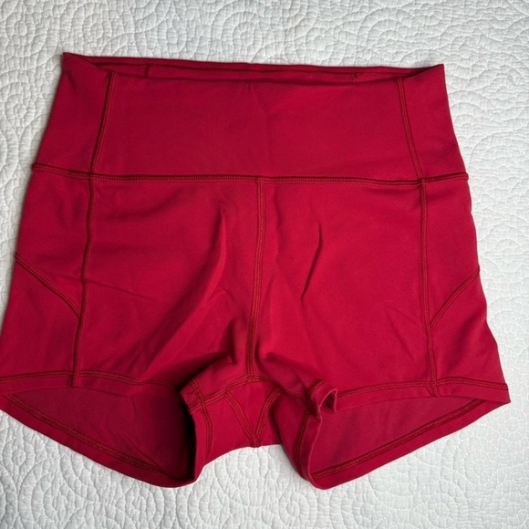 Women's Red Athletic Shorts - Picture 3 of 10